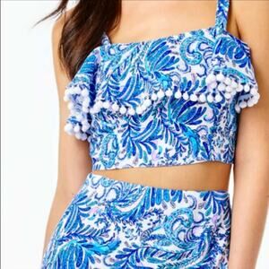NWT Lilly Pulitzer Gretna Baha Blue Bird Is The Word Top Size 6